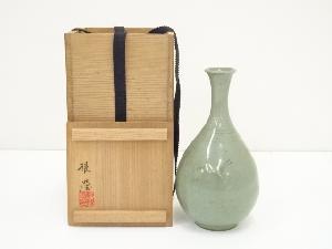 柳海剛造　高麗青磁象嵌徳利（共箱）